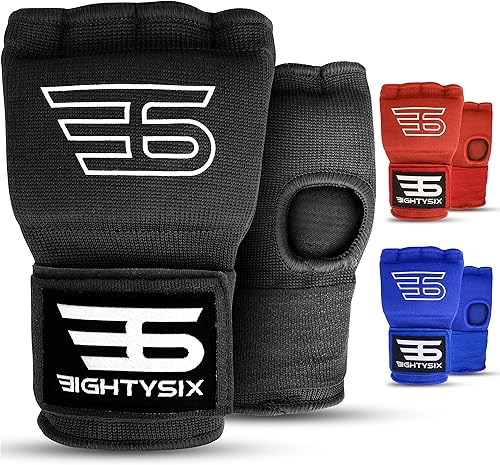 EIGHTYSIX Guantes de gel de boxeo rápido para hombres y mujeres, protector de entrenamiento de kickboxing de lucha contra MMA, vendaje de muñequera.