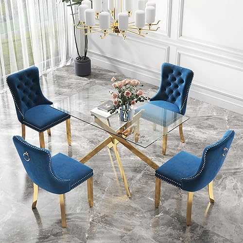 Miniatura 9 de Juego de comedor de cristal de lujo plateado de 5 piezas, juego de mesa de cocina minimalista moderno para 4 personas, juego de comedor con negro +