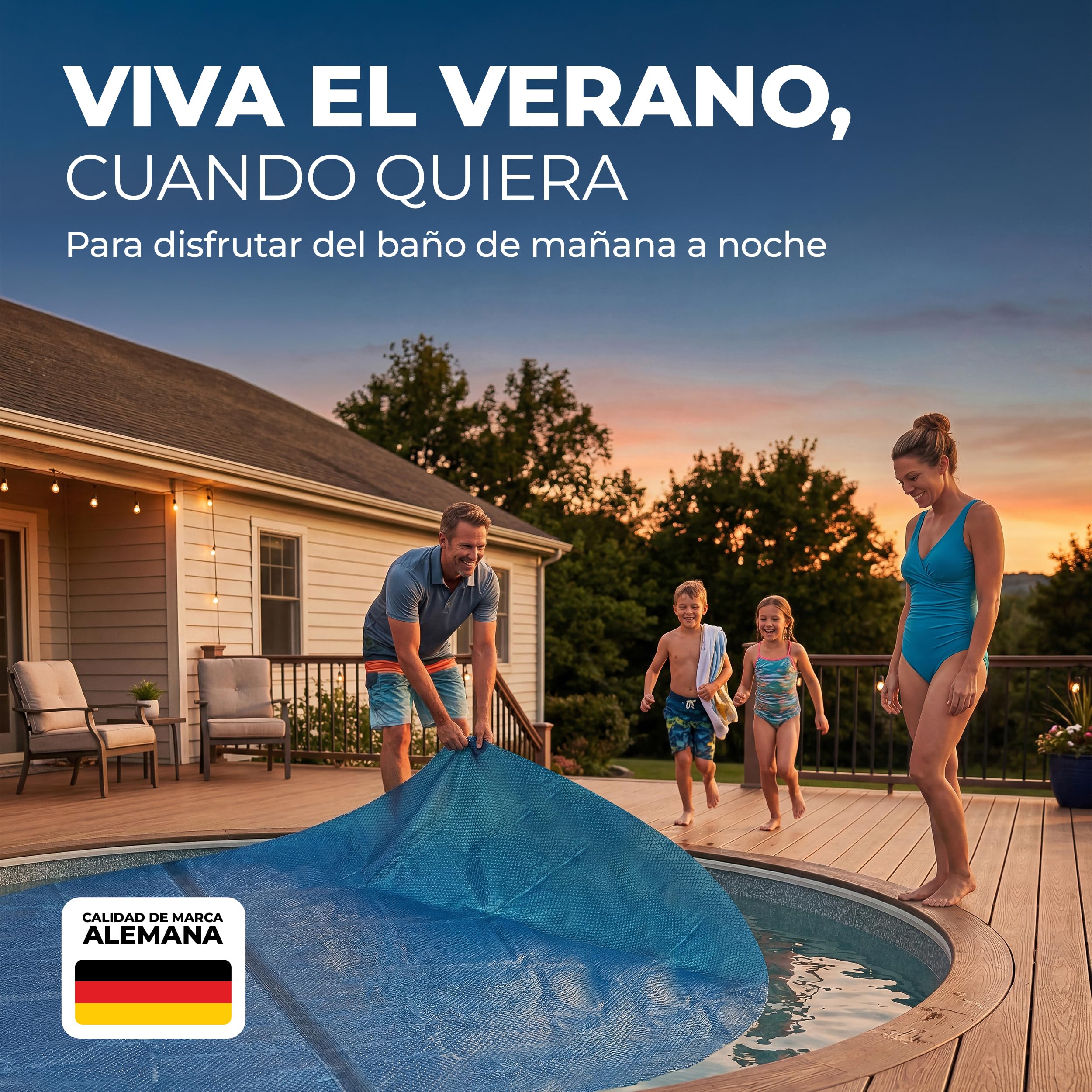 Miganeo® Premium De Lámina solar para piscina (457 cm negro/azul piscina Calefacción