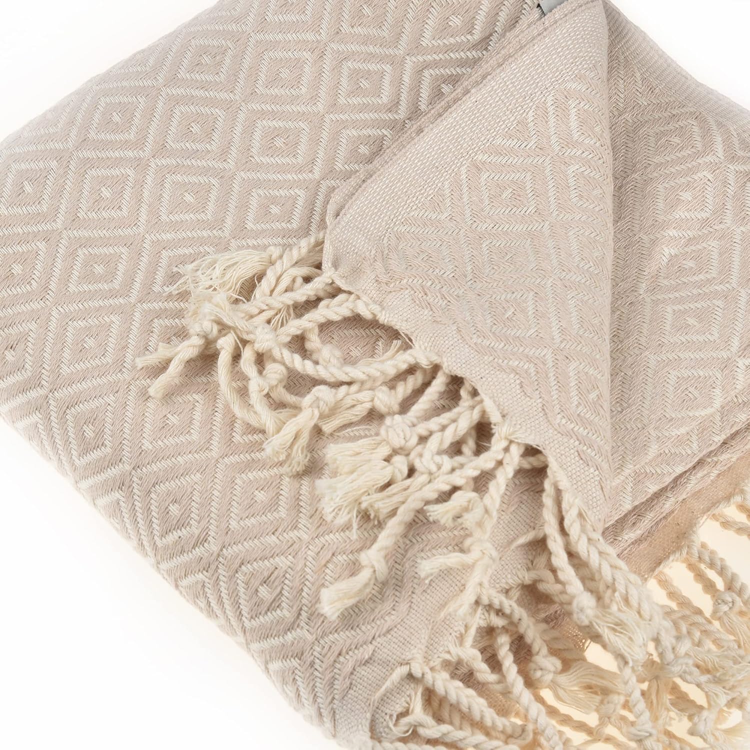Personalized Beach Towel | Cotton Beach Towels, Easy to Carry, Sand Free, Highly Absorbent, Quick Dry, Turkish Towels for Travel Camping Bath Sauna Beach Gym Pool Yoga SPA by Lahammam, Malta, Beige