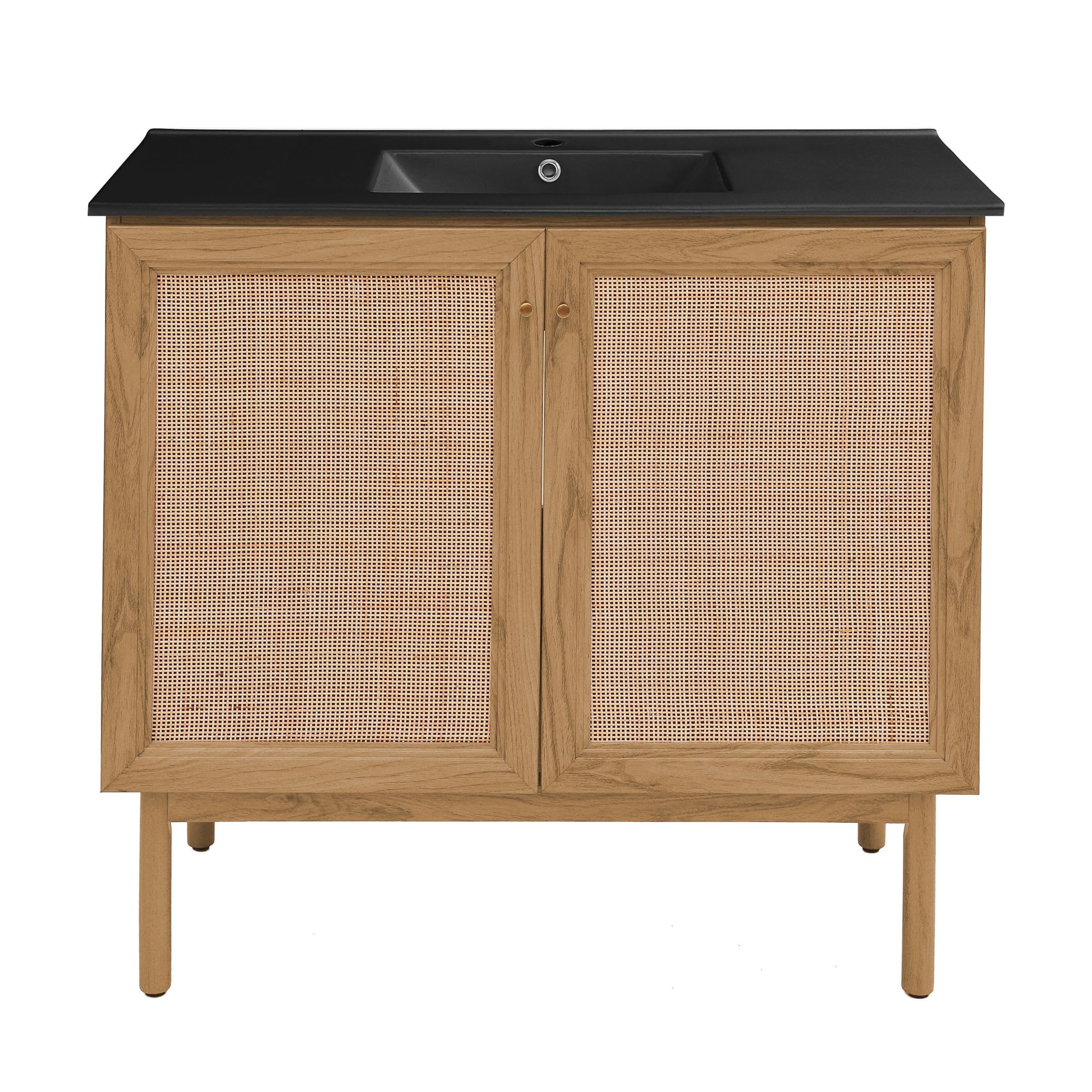 Swiss Madison Classe 36 in. Oak Bathroom Vanity with Black Ceramic Sink Top