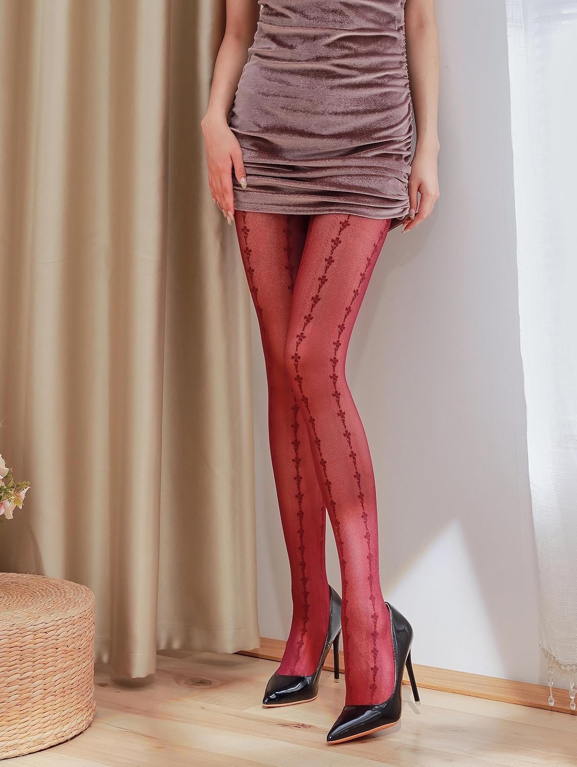 Sahabowi Women Tights, Sheer High Waist Pantyhose, Vintage Control Top Stockings, Siwa6 - Image 3