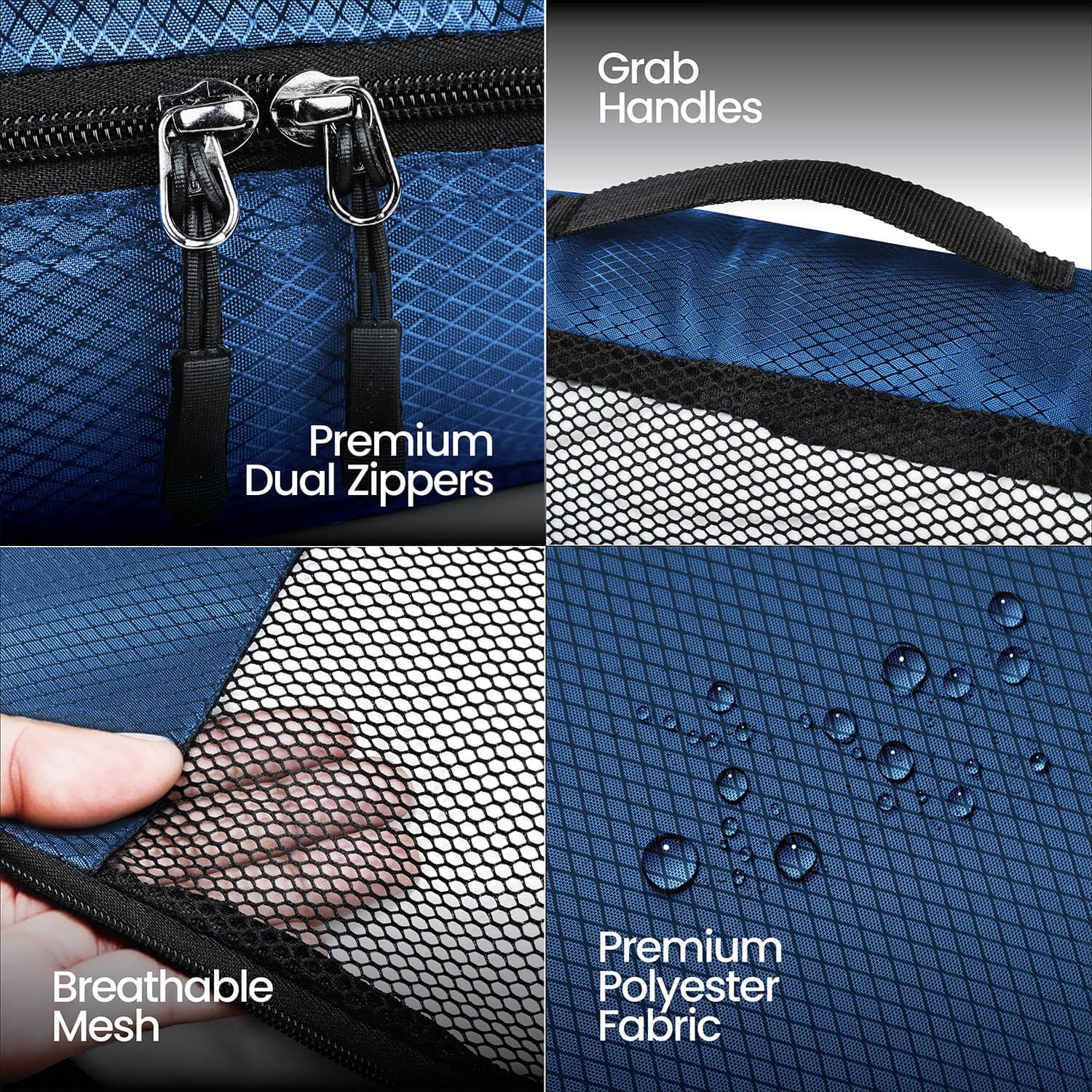 FATMUG Bolsas de viaje organizadoras – Juego de 4 (grande, mediano, pequeño y delgado), Azul Marino, Large-Medium-Small-Slim, Accesorios de viaje