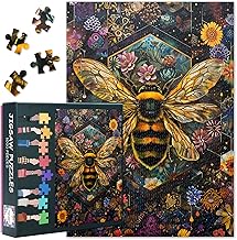 1000 Piece Jigsaw Puzzles for Adults - Vibrant Bees and Blooming Floral Garden Scene, Premium 1000 Piece Puzzle, Coolest Adult Botanical Art Jigsaw Puzzle(27.5x19.7 Inch)