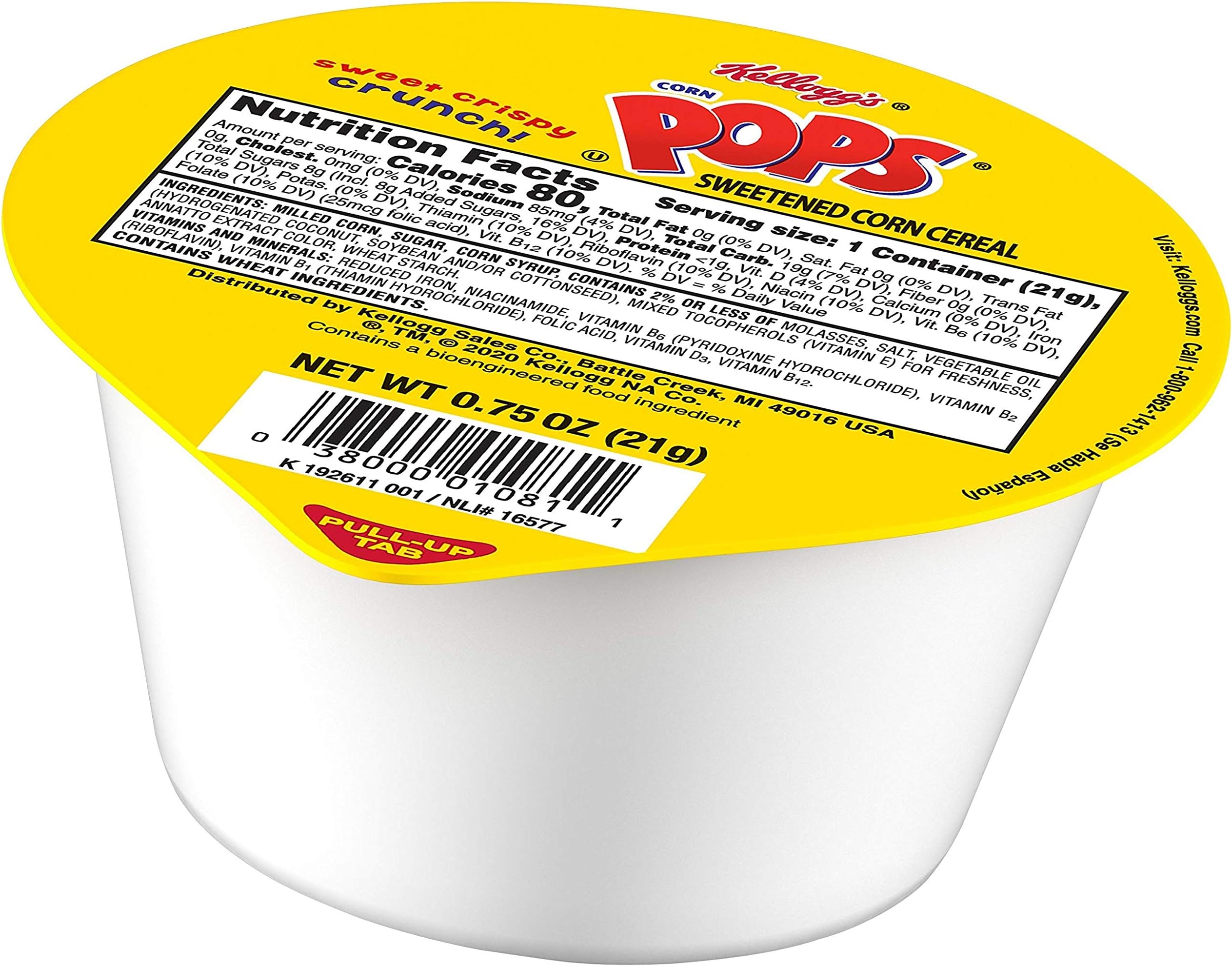 Kellogg's Corn Pops, Breakfast Cereal, Original, .75oz (96 Count)