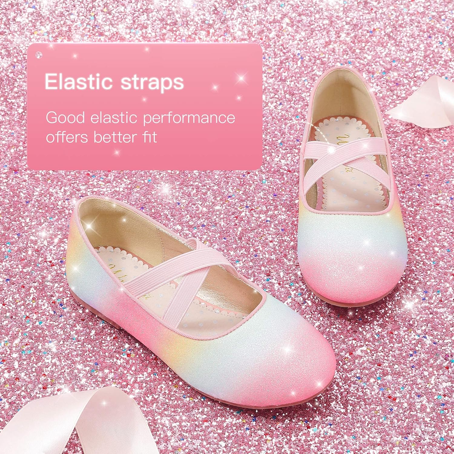 Walofou Flower Girls Birthday Party Princess Shoes for Girl Girls' Rainbow Flats for Toddler Little Kids Big Kids (2204 Rainbow 9)