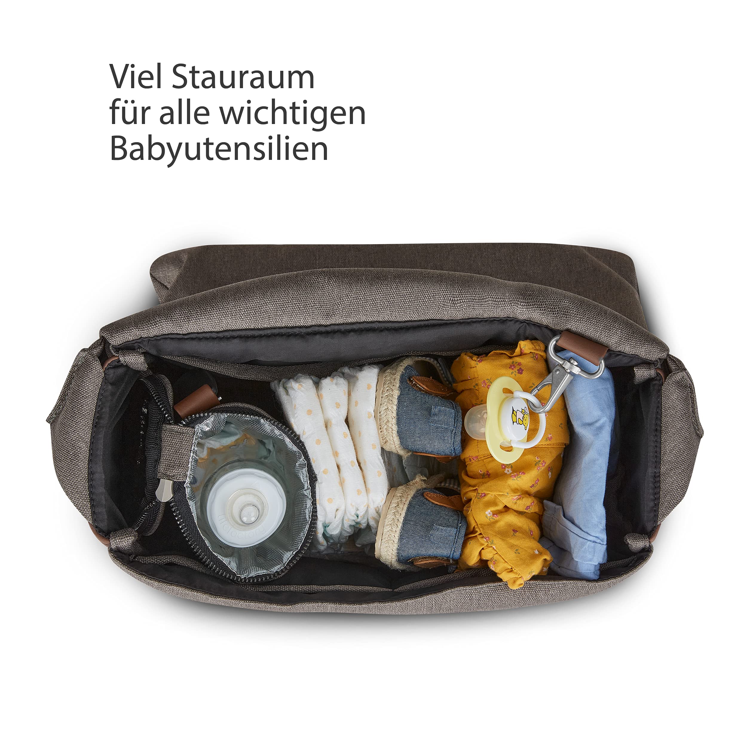 ABC Design Wickeltasche Urban - Crossbody Bag mit Baby Zubehör – Messenger Bag - großes Hauptfach - breiten Schultergurt - Farbe: nature
