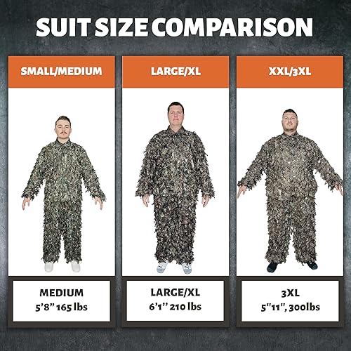 Miniatura 6 de QuikCamo Mossy Oak 3D Leafy Camo Ghillie traje, malla transpirable ligera para hombres de caza