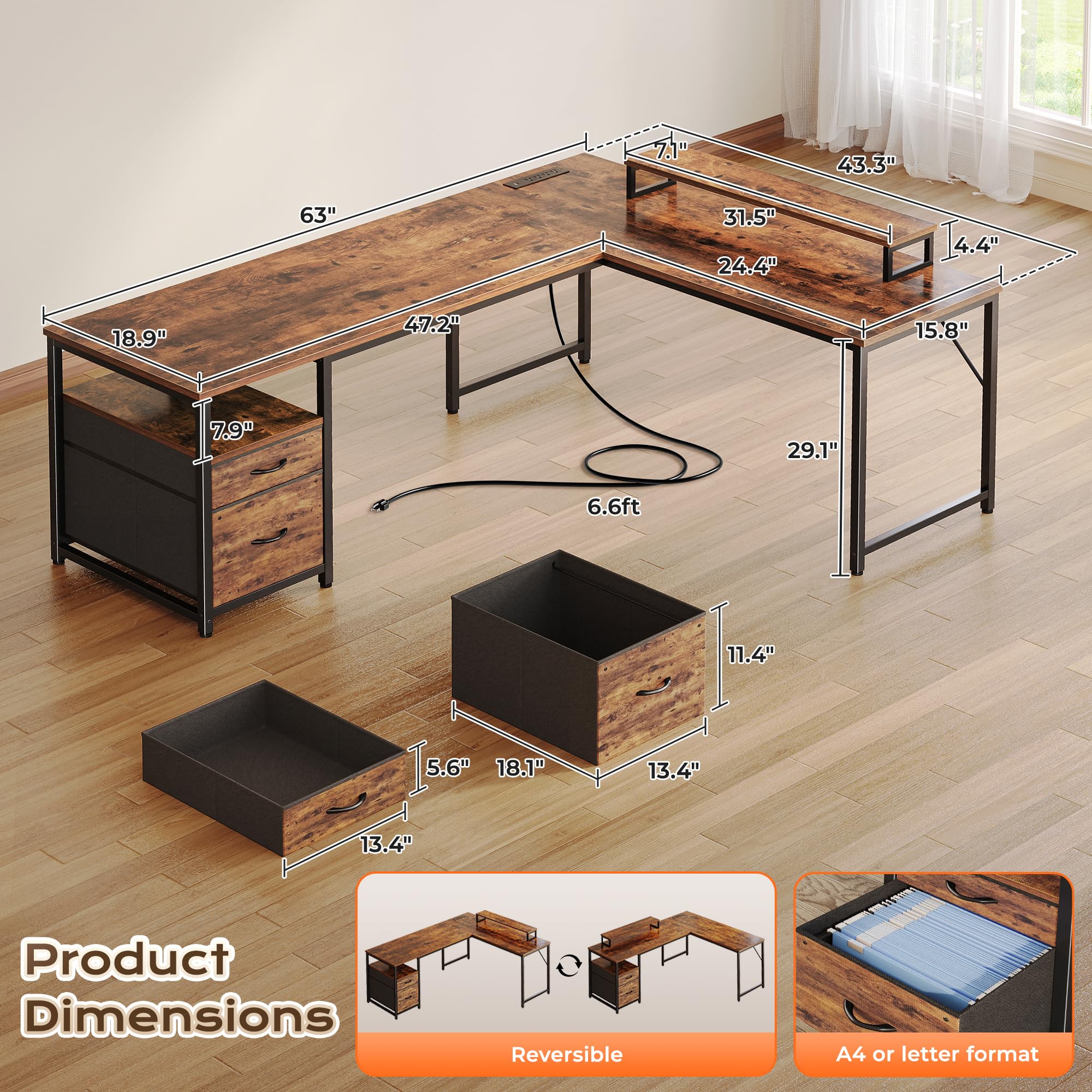 PRAISUN 63 Inch L-Shaped Desk Review and Deals - Dettaglio