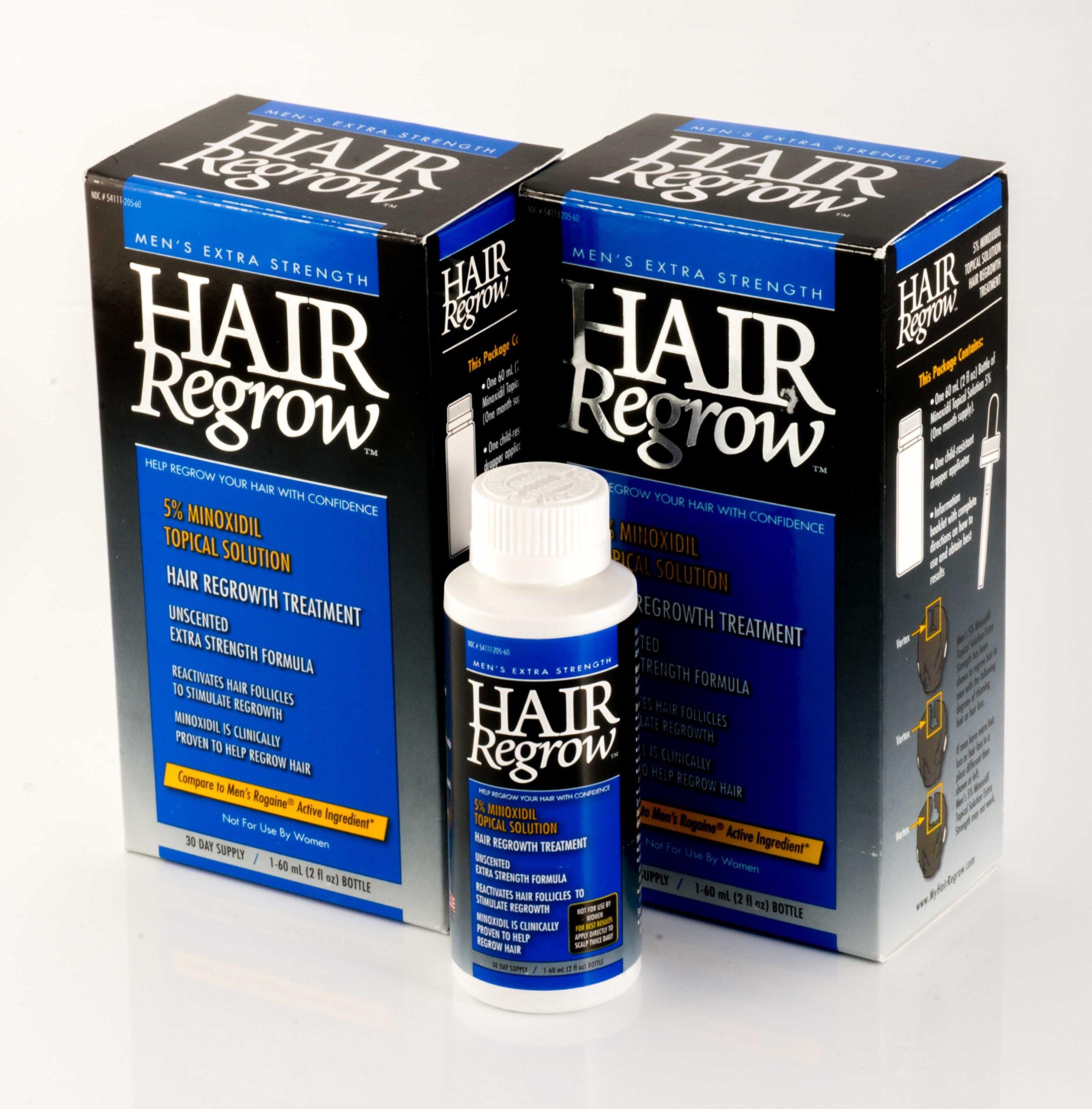 Hair Regrow(TM) for Men Hair Regrowth Treatment, Extra Strength Original Unscented Intensive Treatment & Complete Solution for Hair Loss / Thinning (For Men Only Formula)- 2 Pack!