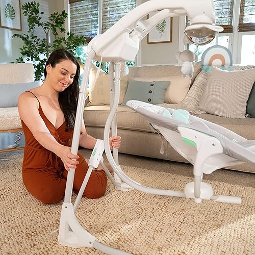 Miniatura 11 de Ingenuity InLighten - Columpio para bebé de 5 velocidades, asiento giratorio para bebé, arnés de seguridad de 5 puntos, sonidos naturales, luces -