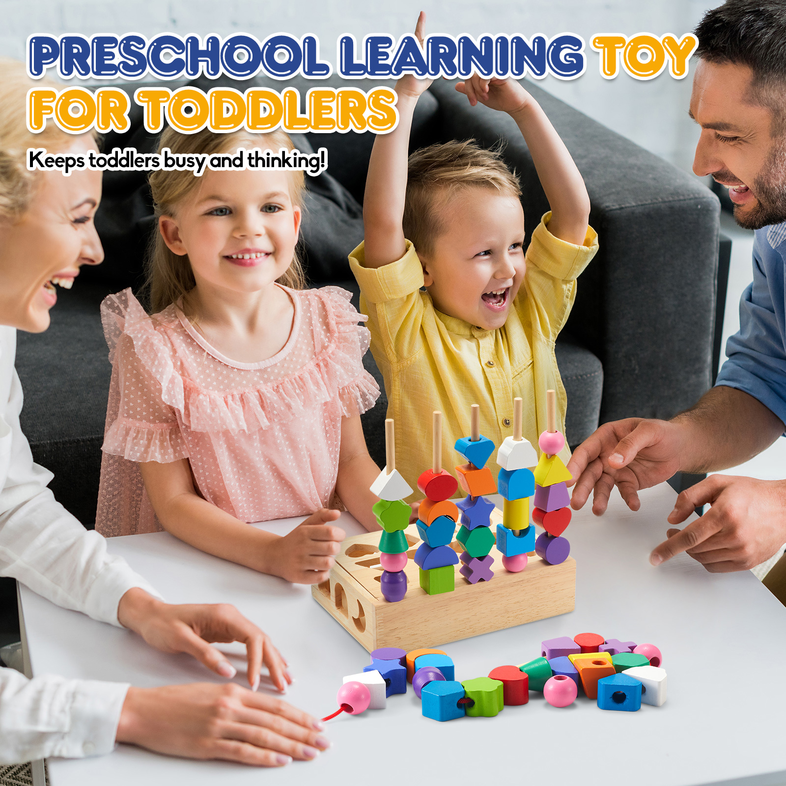 Amazon.com: ZGIMI 3 in 1 Montessori Wooden Toys, Lacing Beads