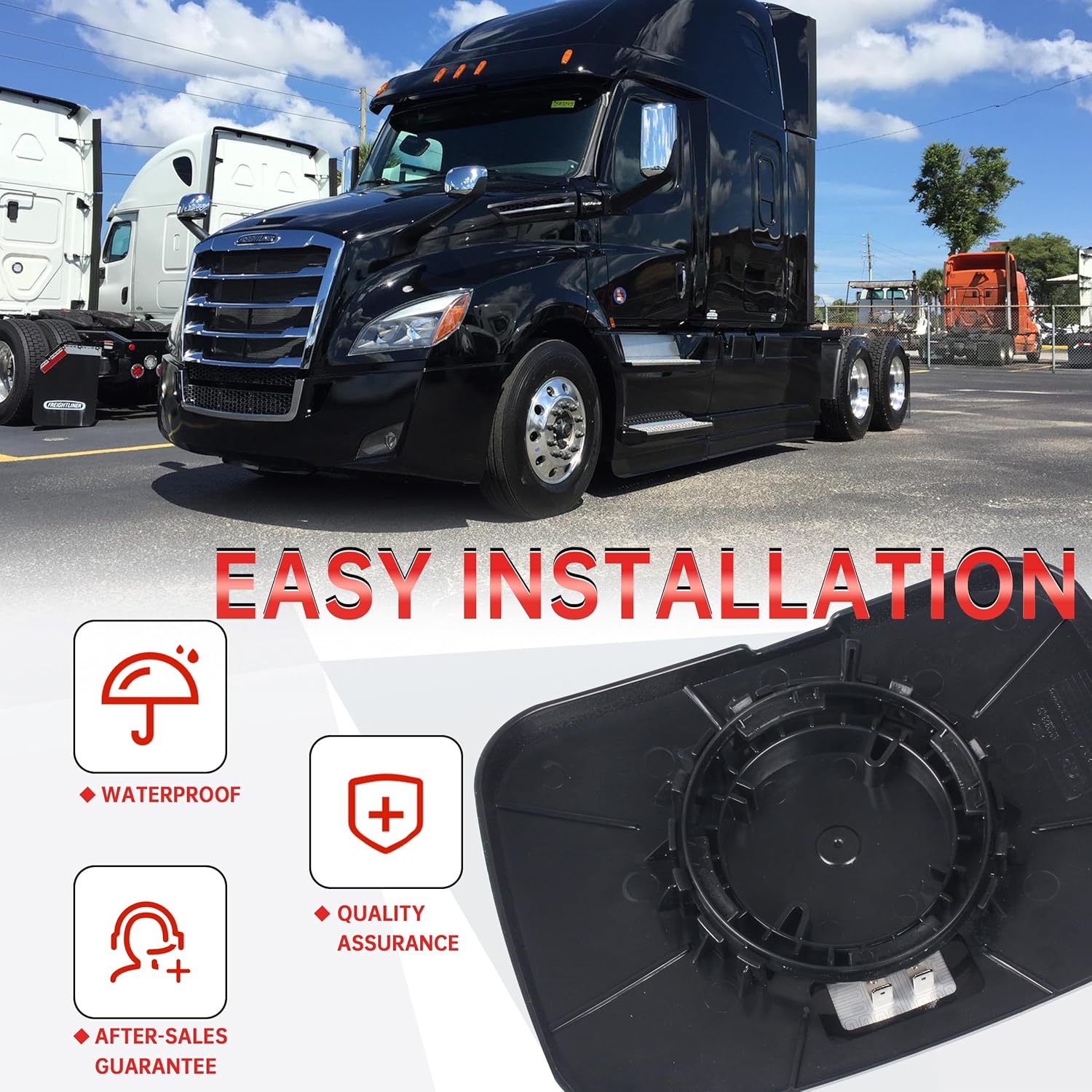 Hood Mirror Glass for 2018+ Freightliner Cascadia,Semi Trucks Freightliner Cascadia Accessories,Left/Driver Side