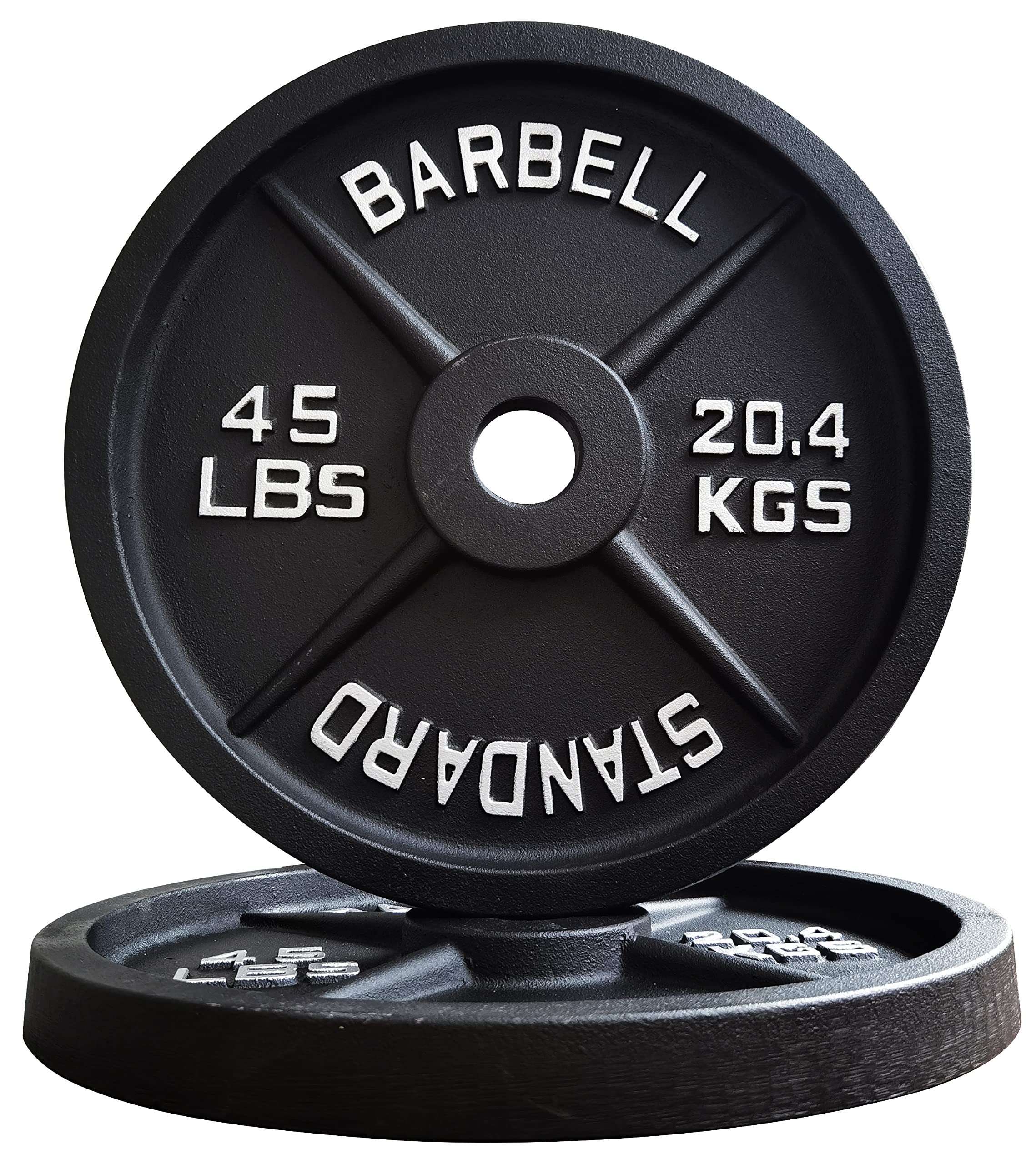 Signature FitnessOlympic Cast Iron Plate Weight Plate for Strength Training and Weightlifting, Style #6, 45LB Pair