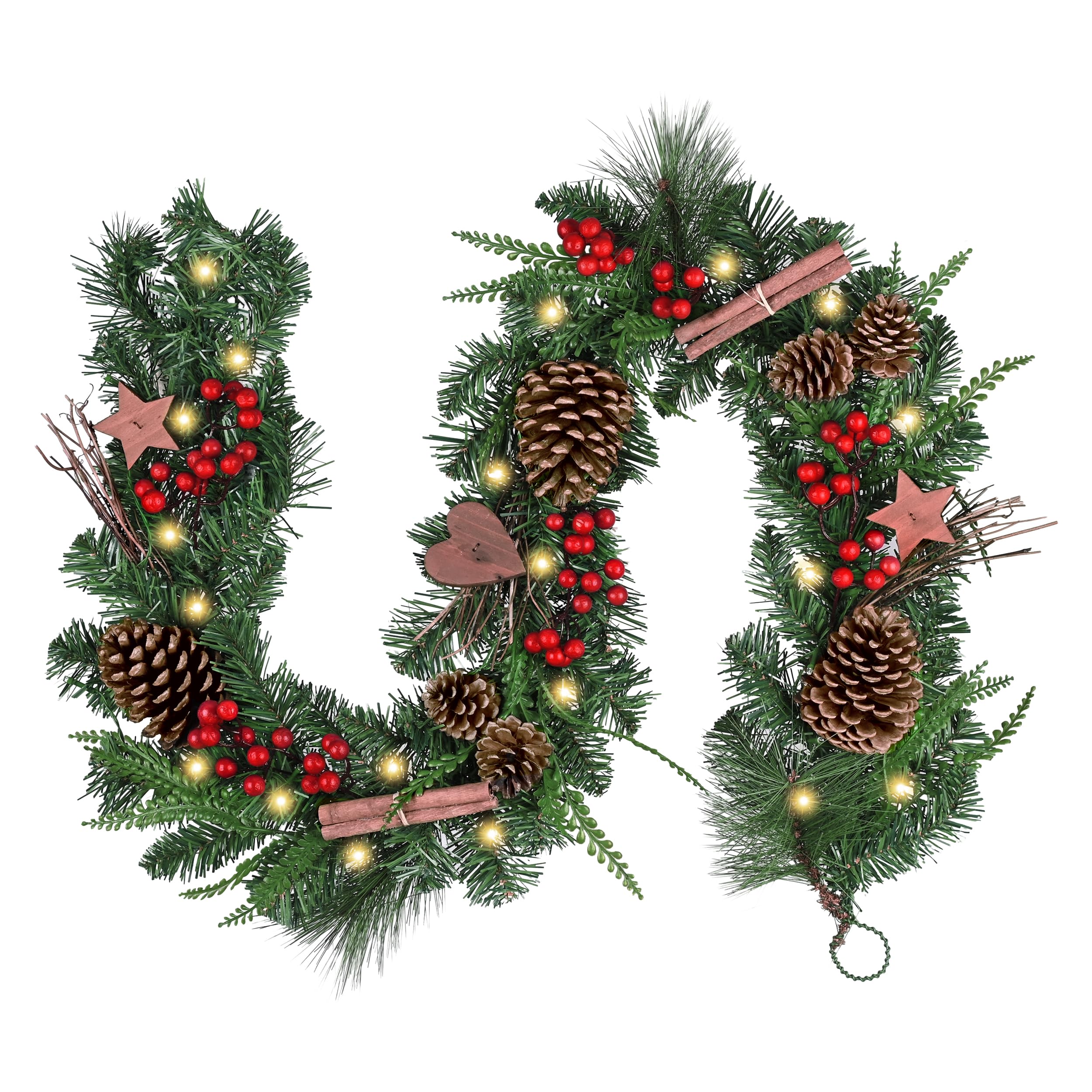 Odot Kerstversiering, kerstslinger, kerstversiering, (geen decoraties) kunstmatige krans hangende groene wijnstokken met decoraties, voor thuis trappen open haarden kerstboom decor (groen - 6,56 FT