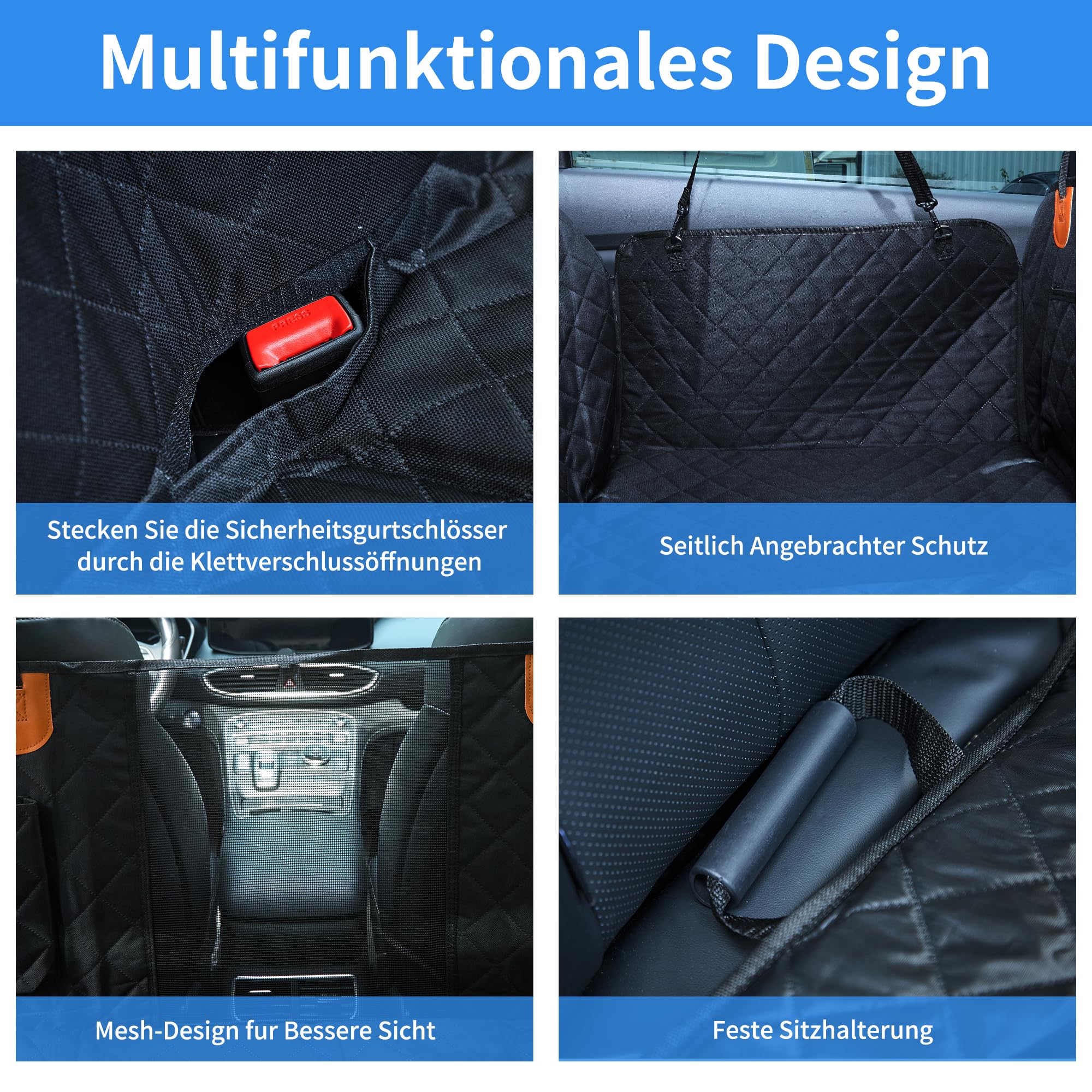 Ampia coperta per cani per il sedile posteriore dell’auto, con fondo rigido, impermeabile, con protezione laterale e finestrella, antigraffio, per il sedile posteriore di SUV, auto e van