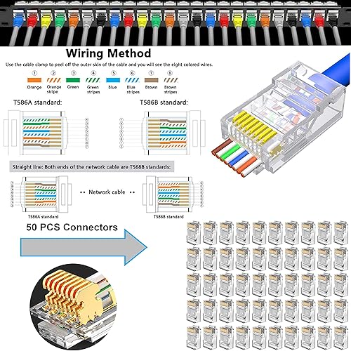 Miniatura 4 de TAIWAIN - Kit de herramientas de red para crimpadora RJ45, crimpadora a través de CAT5/CAT6, probador de cables LAN, RJ11/RJ12, pelacables,
