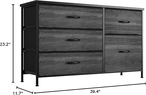 Miniatura 26 de Nicehill Cómoda para dormitorio con 5 cajones, organizador de cajones de almacenamiento, cómoda ancha para armario, ropa, niños, guardería, soporte