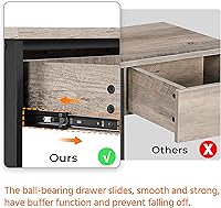 Vista 7 de Yaheetech Mesa consola con tomas de corriente y puertos USB, mesa de entrada de madera con cajón y estantes abiertos, mesas de sofá estrechas