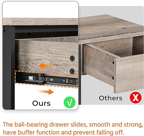 Miniatura 7 de Yaheetech Mesa consola con tomas de corriente y puertos USB, mesa de entrada de madera con cajón y estantes abiertos, mesas de sofá estrechas con