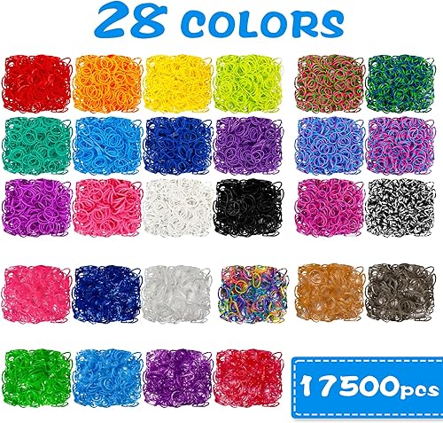 Miniatura 3 de Más de 17500 bandas de goma con contenedor de 3 capas azul profundo, 28 colores, 600 clips en S, 352 cuentas, 40 colgantes de dibujos animados, kit