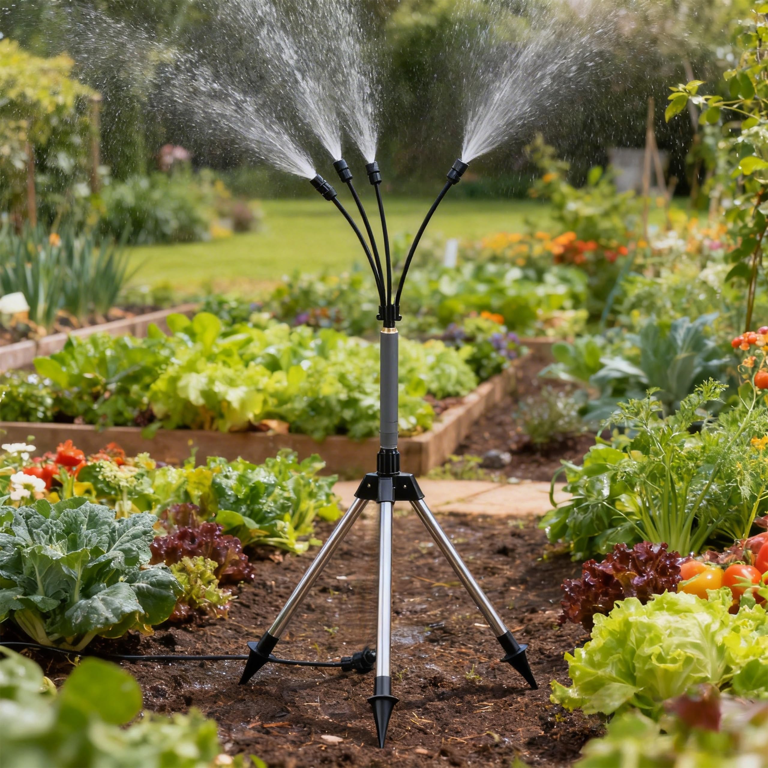 Brume d'Eau Station Réglable 360°, Système de Refroidissement par Brumisation avec Tuyau 8m et 4 Buses en Laiton, Système de Brumisation pour Terrasse, Jardin, Extérieur