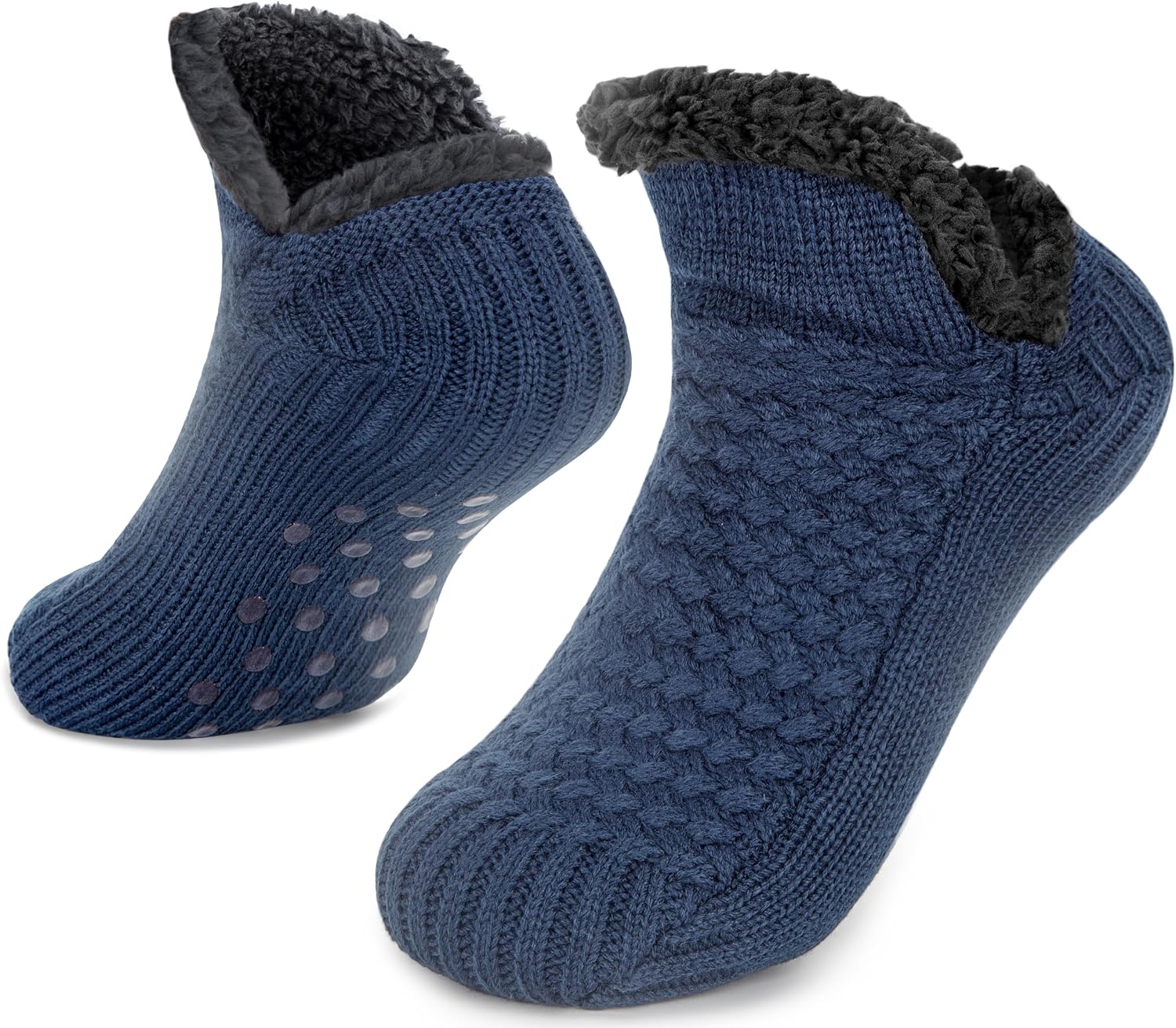 Slipper Socks for Women Men Warm Holding Sock Non Slip Knitted Thick Lined Cosy Winter Fluffy Bed Slippers Suitable for Indoor Home House Floor