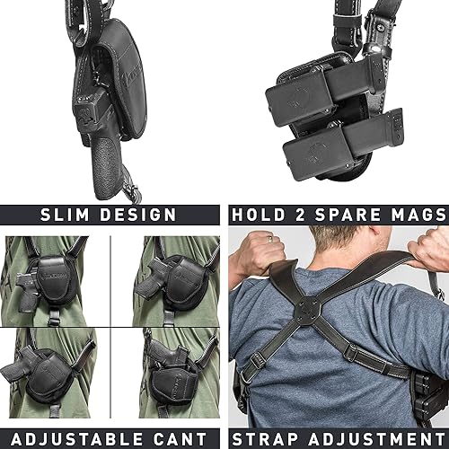 Miniatura 3 de Alien Gear ShapeShift - Funda de hombro de cuero negro, transporte ocultoabierto, ajuste personalizado para tu pistola (seleccionar el tamaño de la