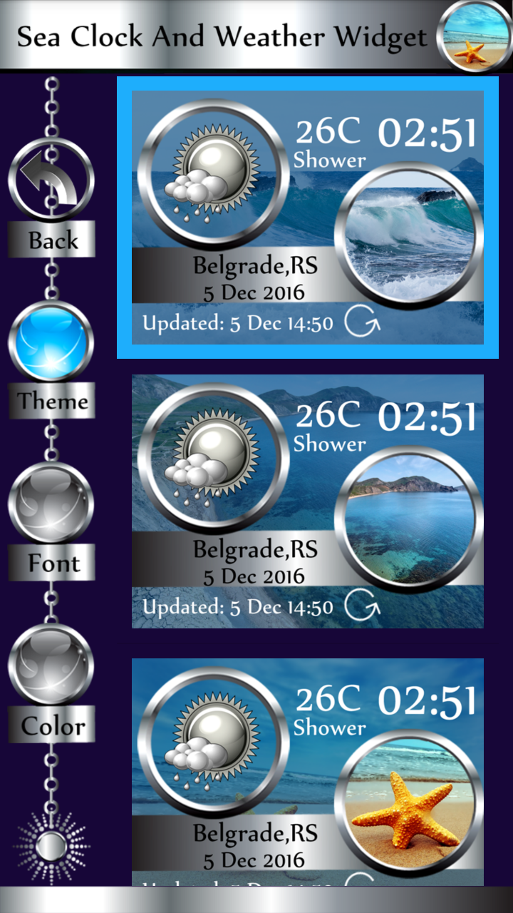 Sea clock and weather widget app on amazon appstore