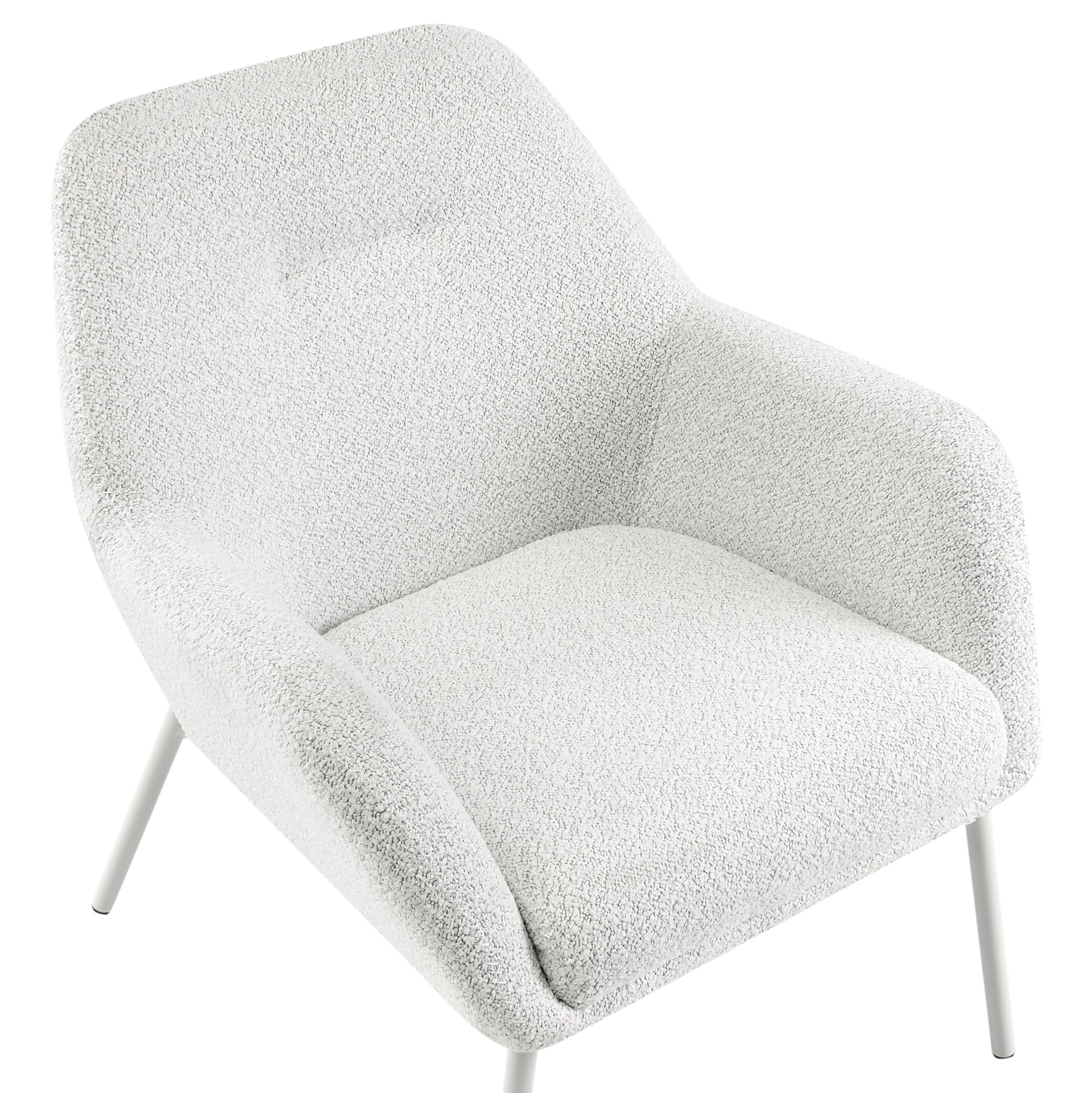 Poltrona con braccioli Gambe in ferro Rivestimento in tessuto Bianco sporco