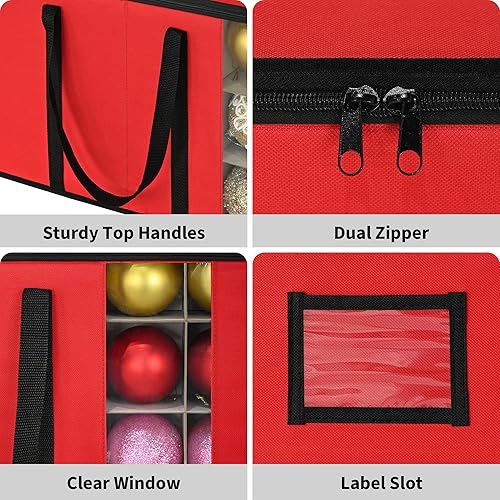 Miniatura 7 de GRANNY SAYS Caja de almacenamiento organizadora de adornos, contenedores de almacenamiento de Navidad, almacena adornos de 54 a 4 pulgadas, caja de