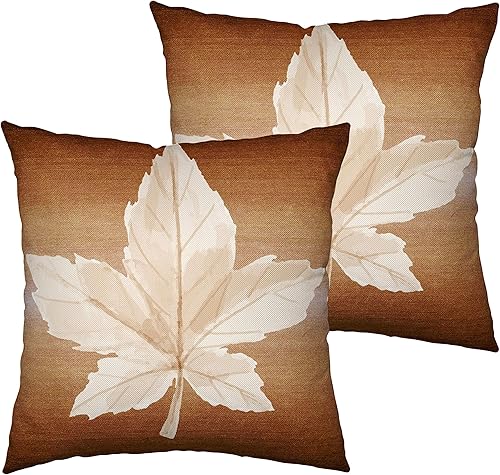 Miniatura 2 de Juego de 2 fundas de almohada de otoño de Acción de Gracias de 18 x 18 pulgadas, fundas de almohada decorativas de otoño de lino y algodón marrón