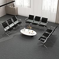 Vista 8 de Cómodas sillas de recepción de 3 asientos, banco de sala de espera con marco de metal, sillas de recepción de vestíbulo de piel sintética