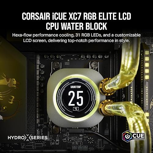 Miniatura 2 de CORSAIR XC7 RGB Elite - Bloque de agua para CPU LCD, pantalla LCD IPS de 480 x 480 pulgadas, 31 LED RGB, USB-C, compatible con Intel LGA 1700, AMD