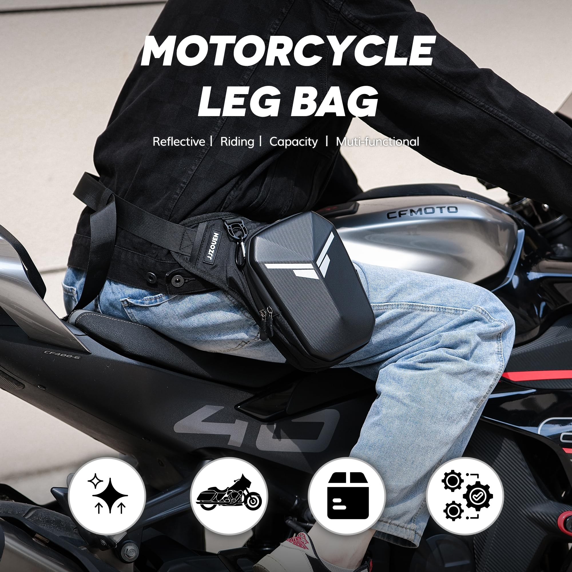 JJZOUEN Thigh Bag, Motorcycle Leg Bag for Men Women, Drop Leg Bag Pouch, Motorcycle Gears, Waist Bag Storage Accessories for Hiking Fishing Horse Riding Travel