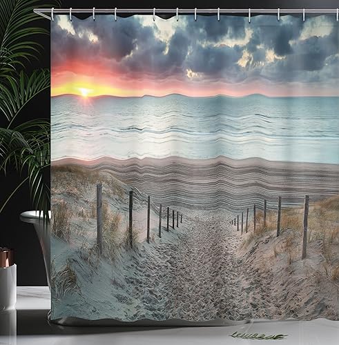 Miniatura 3 de Ambesonne Decor Collection, juego de cortina con ganchos para regadera