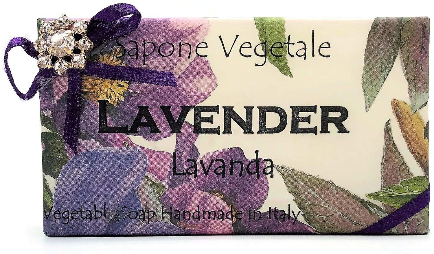Alchimia Jeweled Lavender Vegetable Soap Handmade In Italy - 10.5 oz Soap Bar