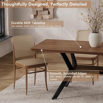 MECHYIN 55-71 Extendable Dining Table for 4-8 with Built-in Flip Leaf