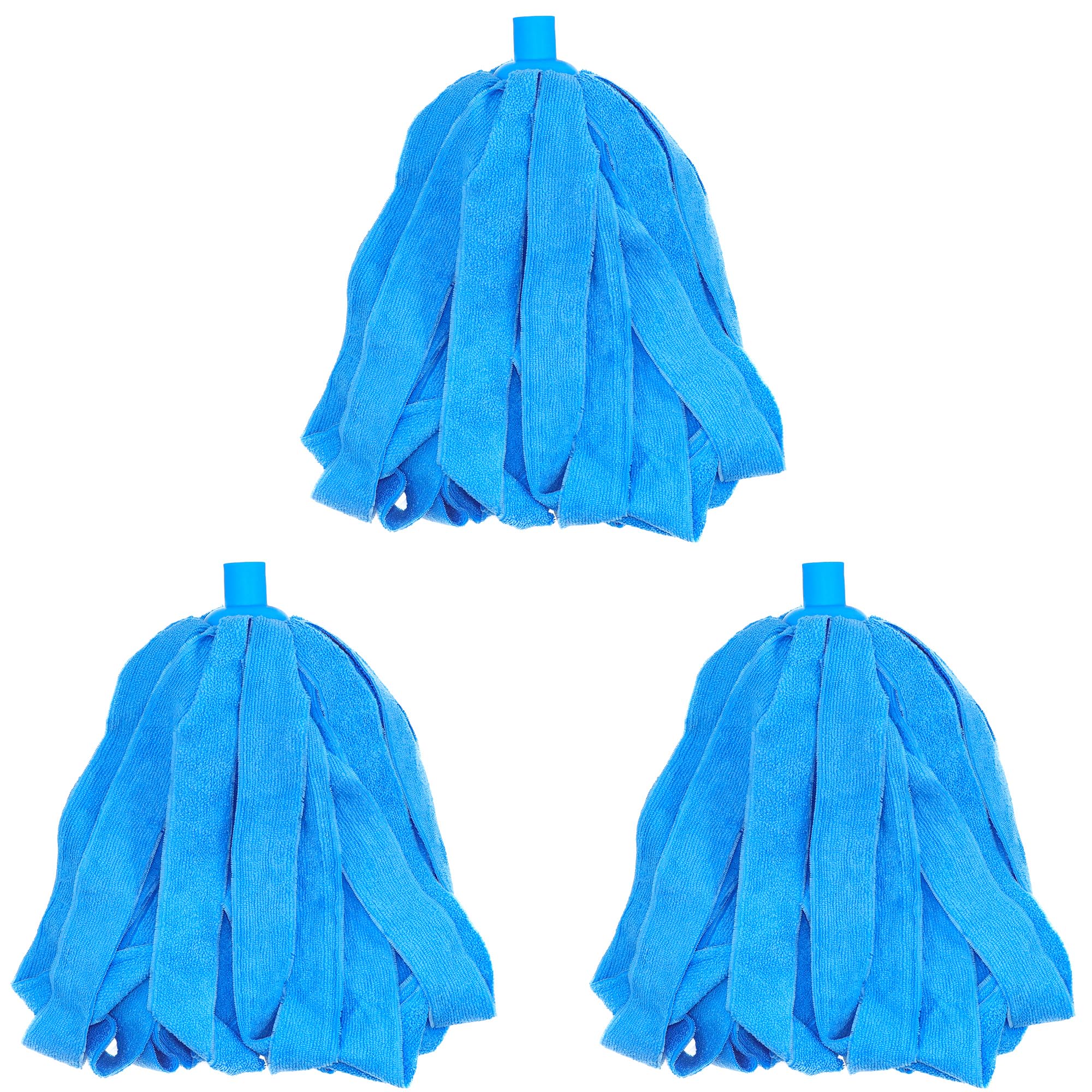 Microfiber Cloth Mop Replacement Blue Compatible with Standard 3/4 inch Threaded Poles – 3 PCS (3 Microfiber Mop Heads)