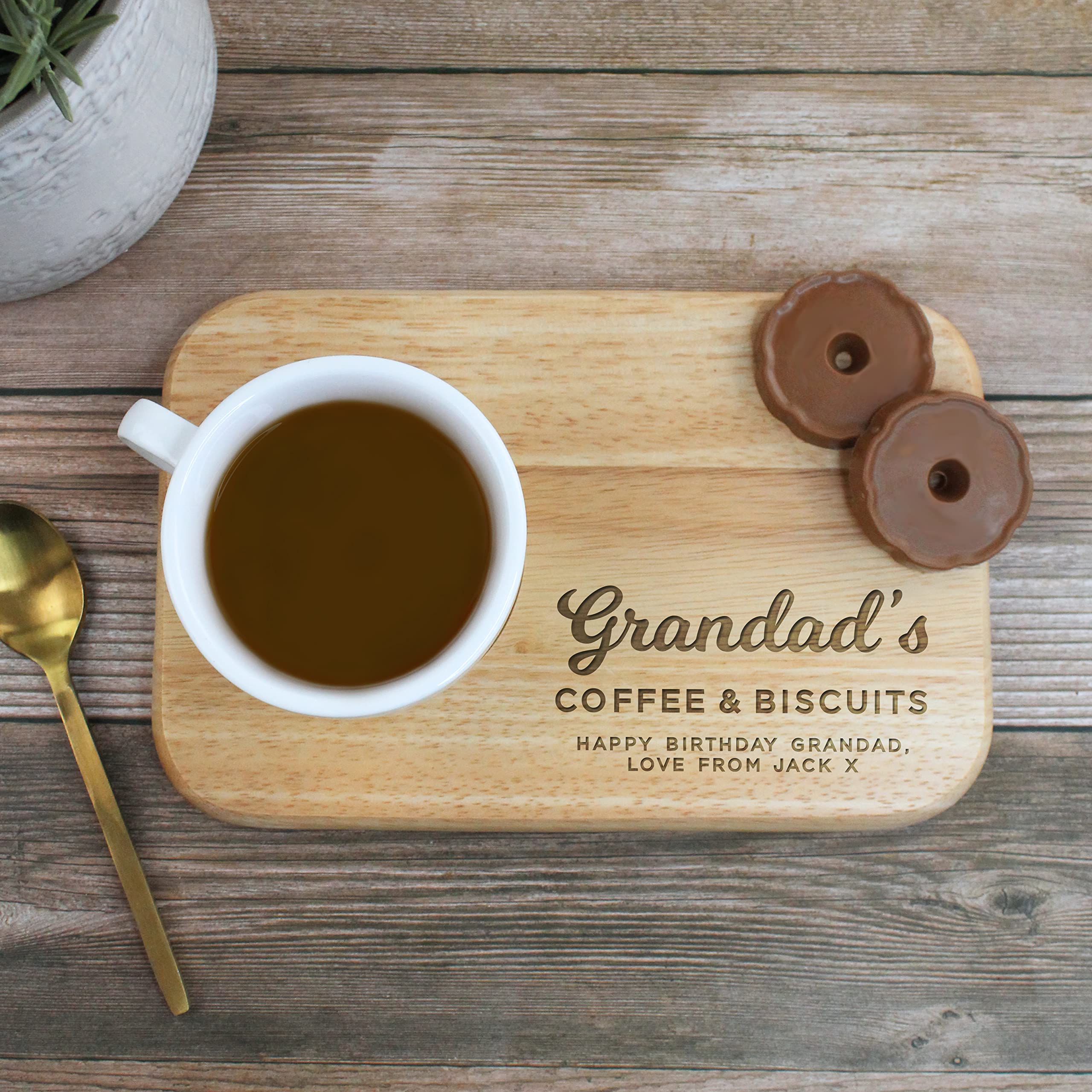 Personalised Grandad's Coffee & Biscuits Board, Wooden Treat Board, Snack Tray, Father's Day, Birthday Gifts for Grandad