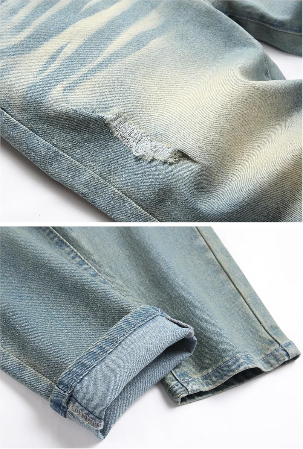 LZLER Mens Ripped Jeans,Distressed Destroyed Slim Fit Straight Leg Denim Pant with Holes - Image 6