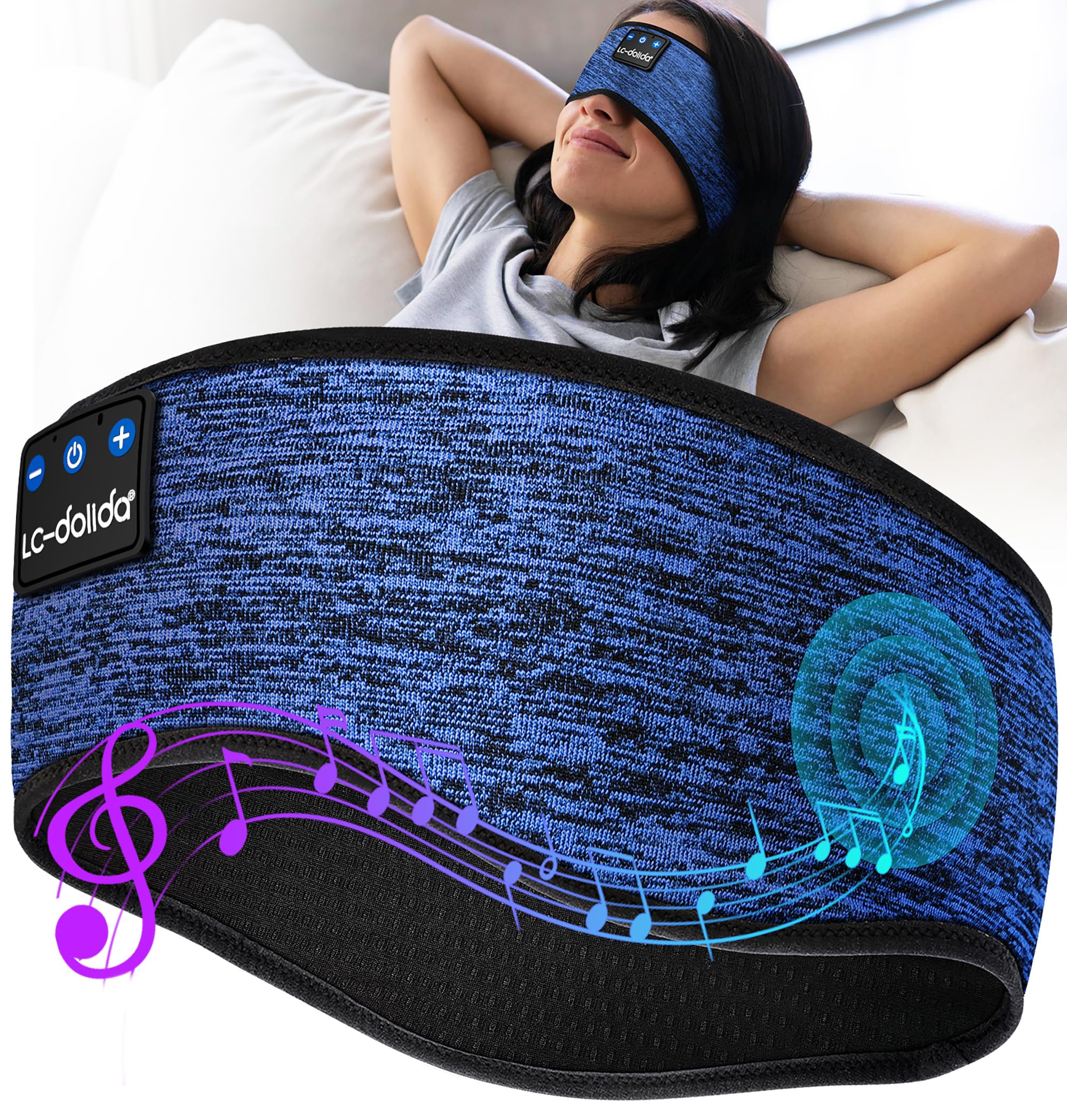 LC-dolida Sleep Headphones Wireless Bluetooth Headbands, Women Sports Earphones Sweat Head Bands, Over-Ear Headphones Headbands for Women's Hair