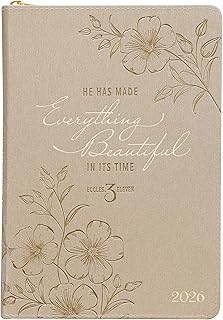 Christian Art Gifts 2026 12 Month Premium Vegan Leather Executive Daily Planner for Women: Everything Beautiful Inspiring Scripture, Weekly Planning, Budgeting, Protective Zipper Closure, Gold Floral