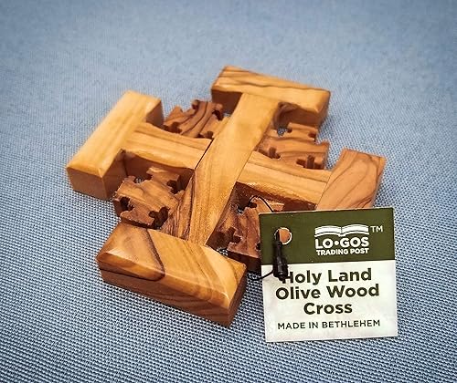 Miniatura 4 de Combo de cruz de Jerusalén de pie de madera de olivo de Tierra Santa de Israel, mediano, cruz tallada a mano en soporte, 4.25 pulgadas
