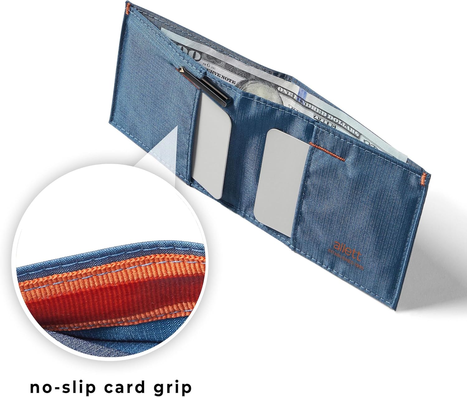 Allett Sport Wallet, Indigo Blue | Nylon, RFID Blocking, Bifold, Slim, Minimalistic, Front Pocket | Holds 2-10+ Cards | for Men & Women - Image 3