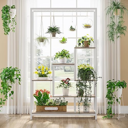 Miniatura 3 de LITTLE TREE Soporte alto para plantas de interior de 5 niveles, estante de metal grande de 70.9 pulgadas para macetas de bonsái, estante de
