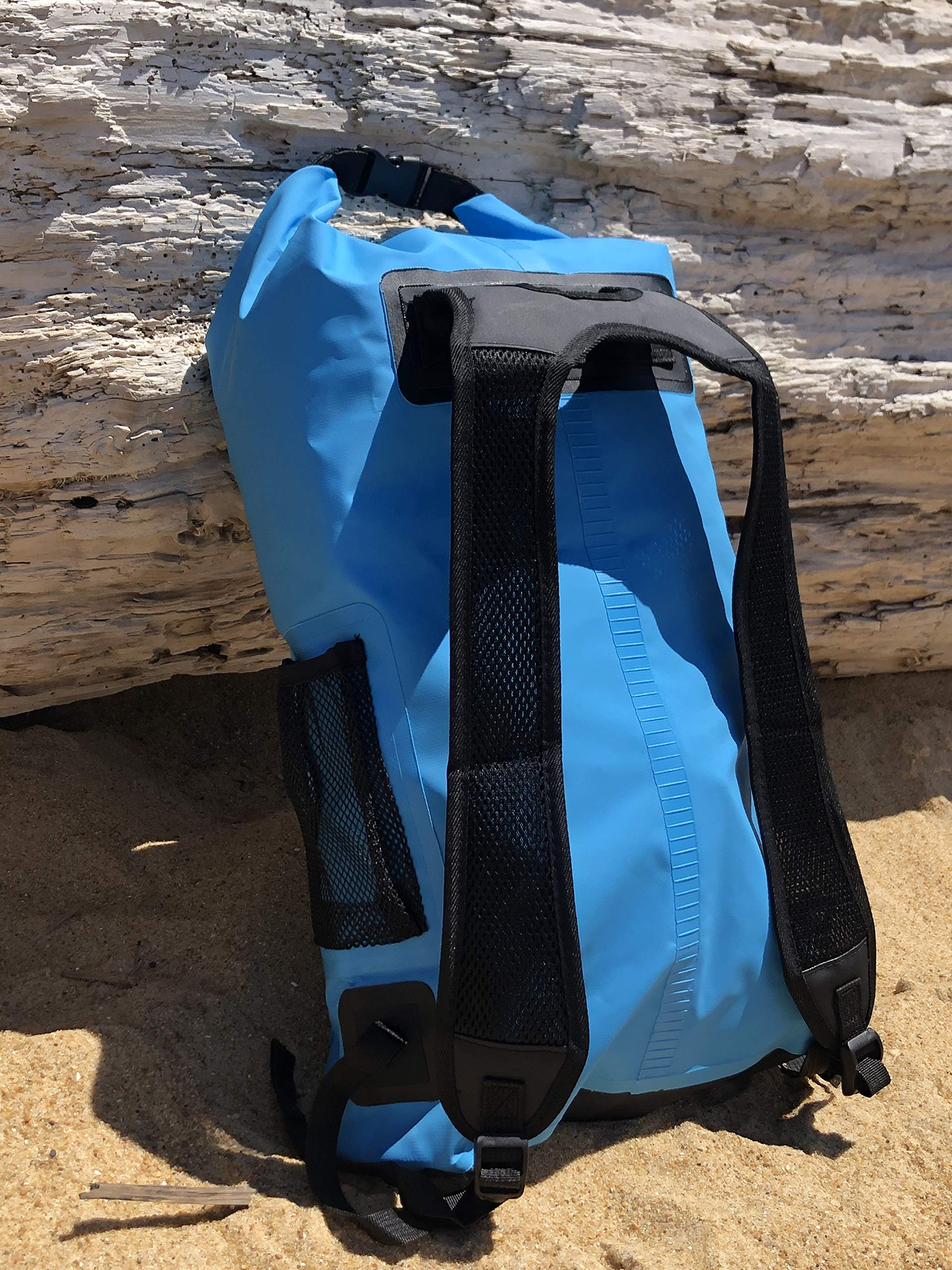 Wantalis - Zaino impermeabile da 25 litri + 1 tasca con cerniera e 2 tasche a rete, unisex, per adulti, blu, 45 x 32 x 20 cm