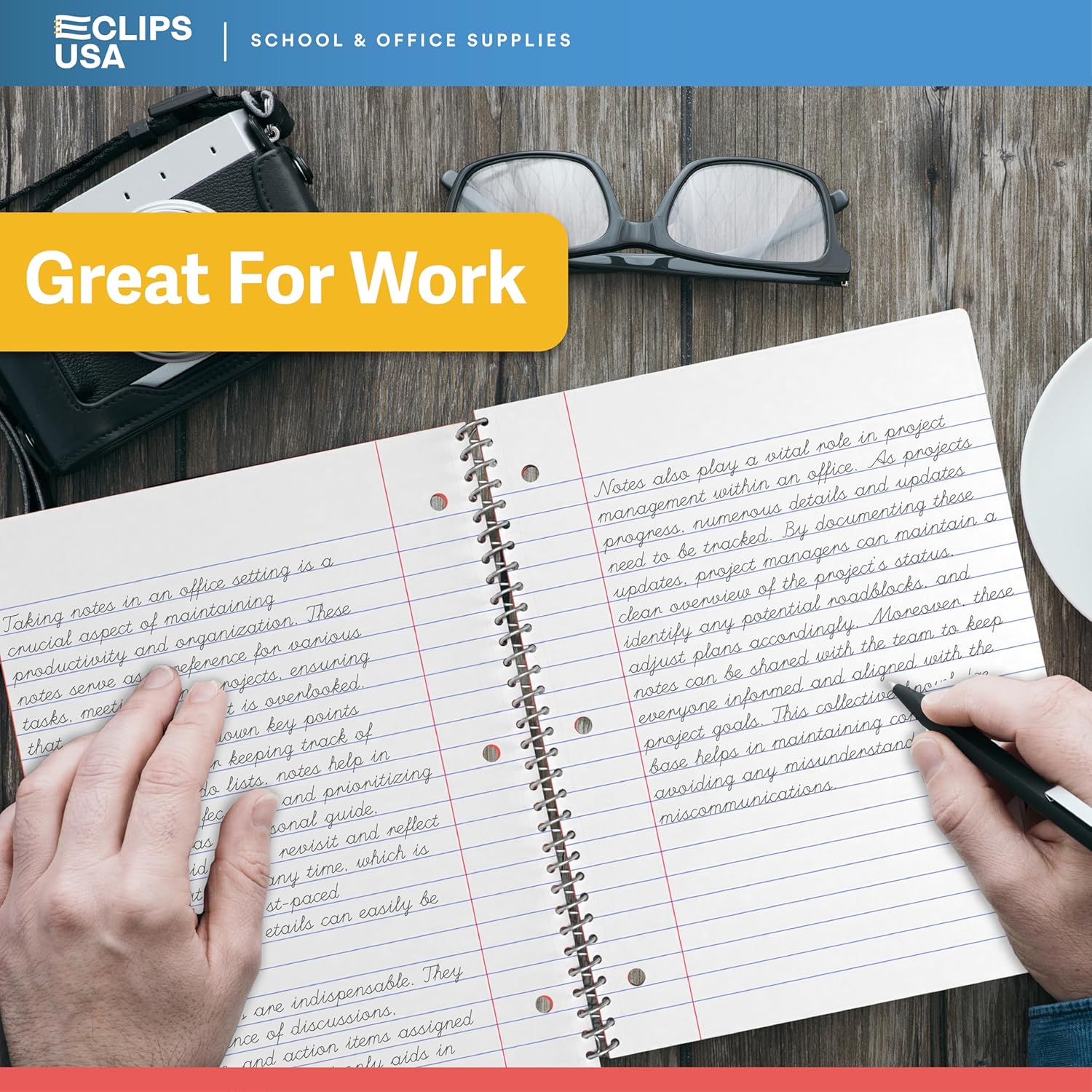 Spiral Notebook, Wide Ruled Notebooks, 70 Sheets, Single Subject, Notebooks Bulk, 6 Color Assortment, 3 Hole Perforated Sheets (48, Wide Ruled)