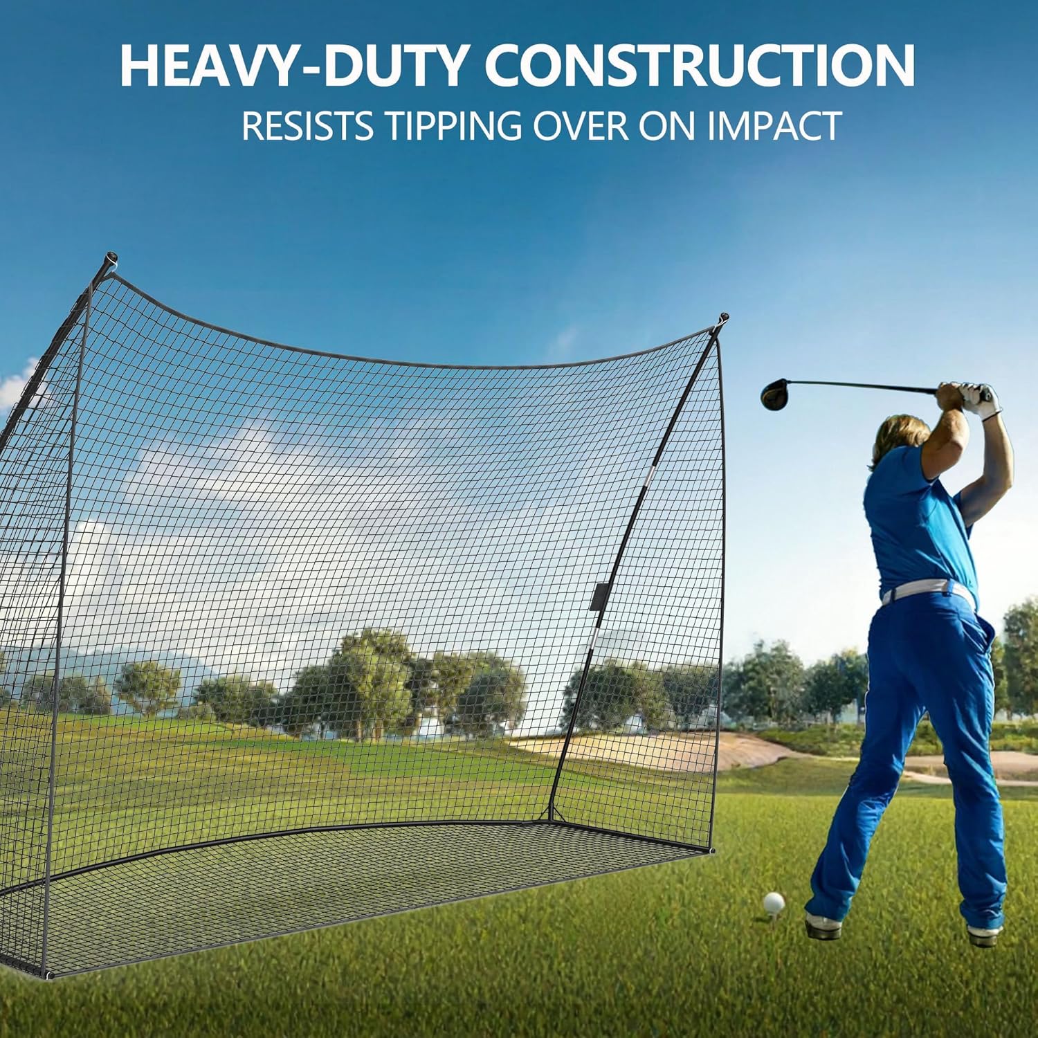 Durable 10x7x3ft Golf Practice Net with Carry Bag for Backyard Indoor Outdoor Chipping Swing Training