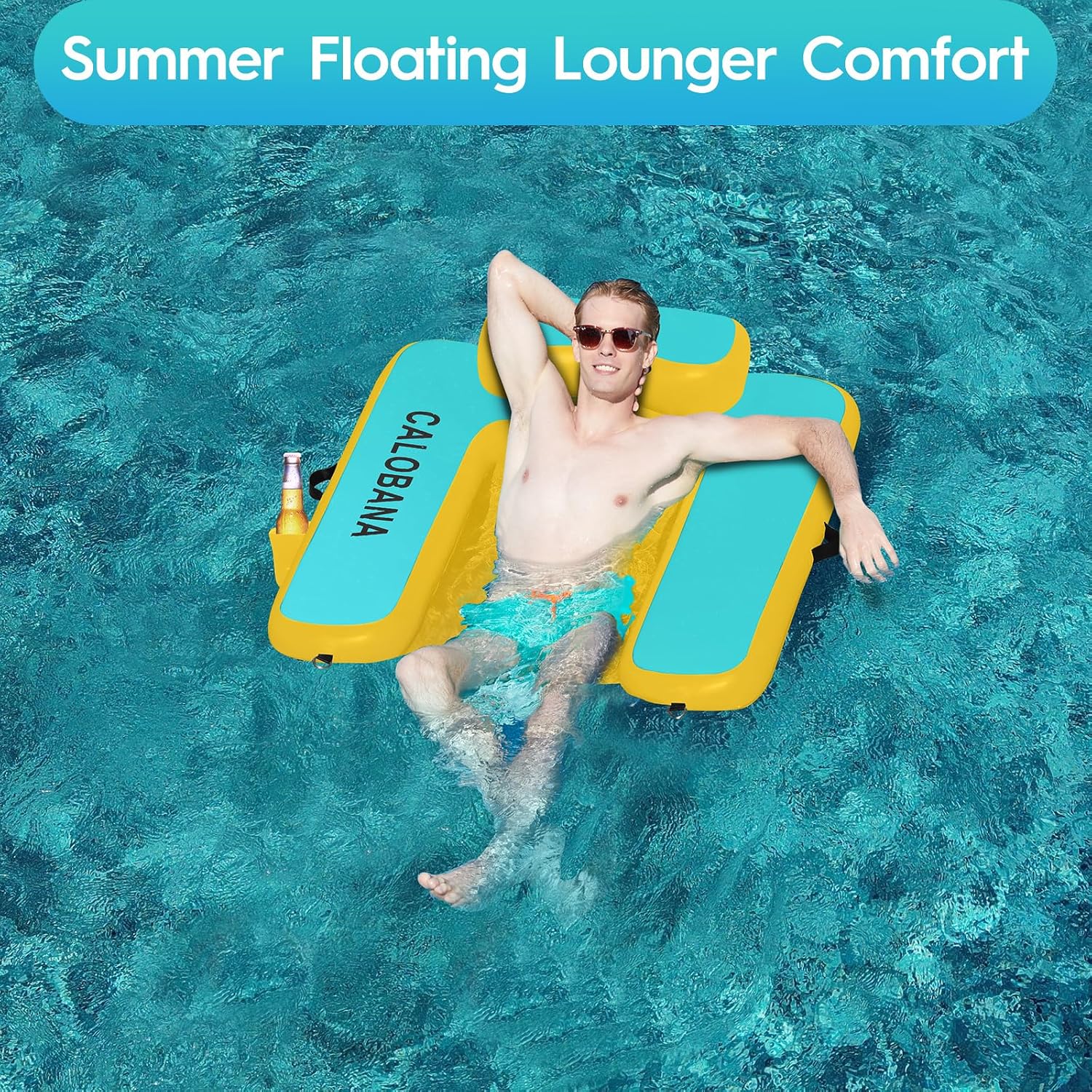 CALOBANA Inflatable Floating Chair, Heavy Duty Pool Floats Adult Lounger, Portable Water Float Chair for Swimming Pool, Lake and Beach